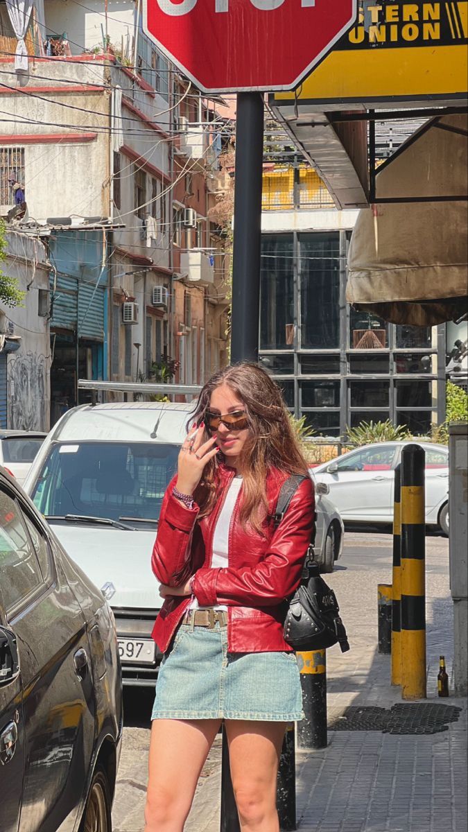 red leather jacket outfit ideas 0055