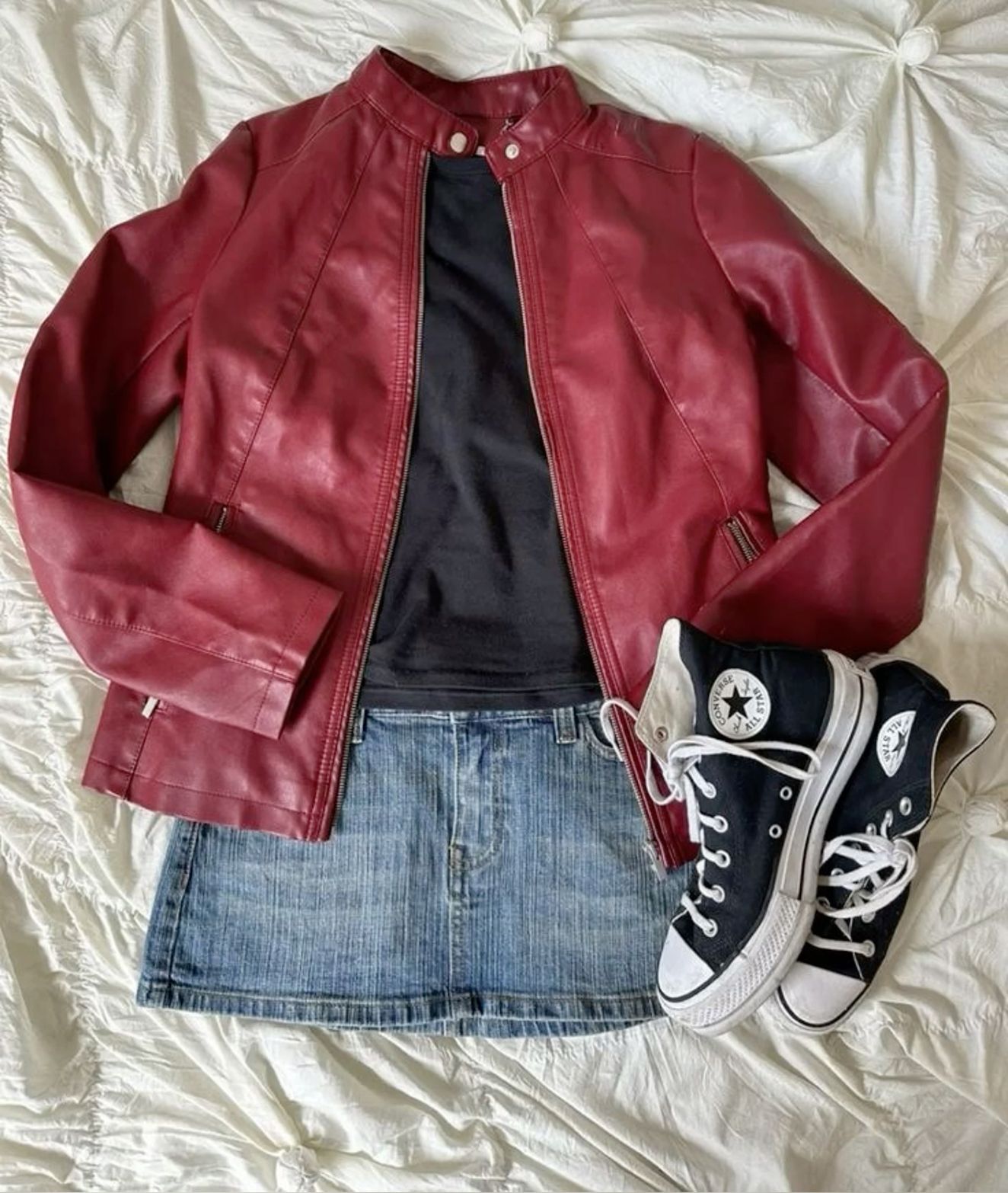 red leather jacket outfit ideas 0059