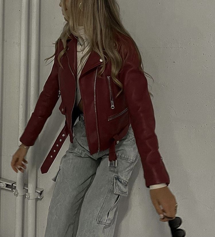 red leather jacket outfit ideas 0067