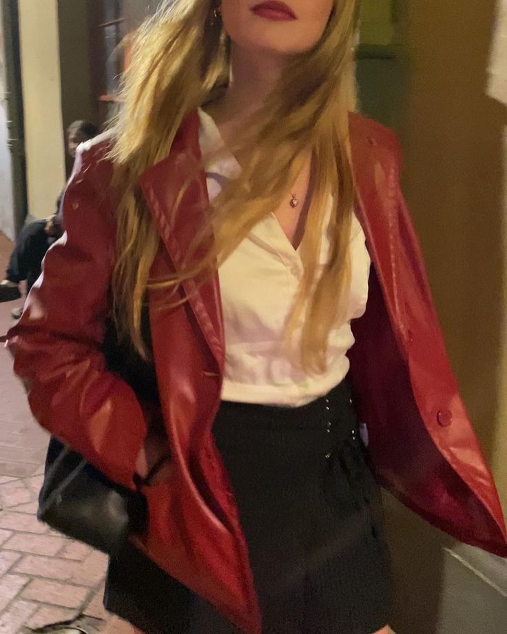 red leather jacket outfit ideas 0077