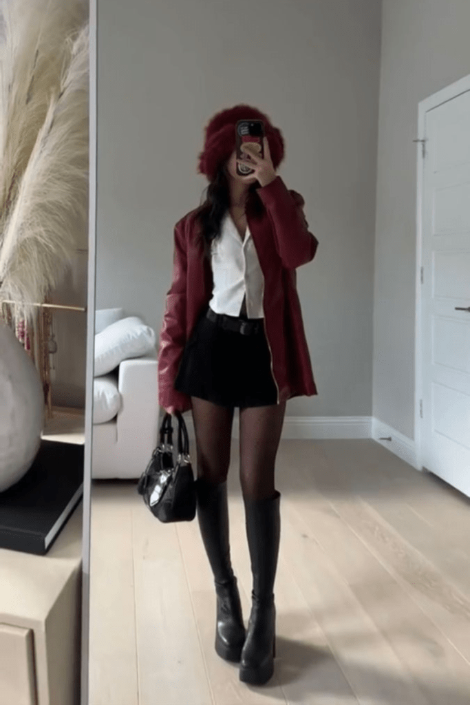 red leather jacket outfit ideas 0078