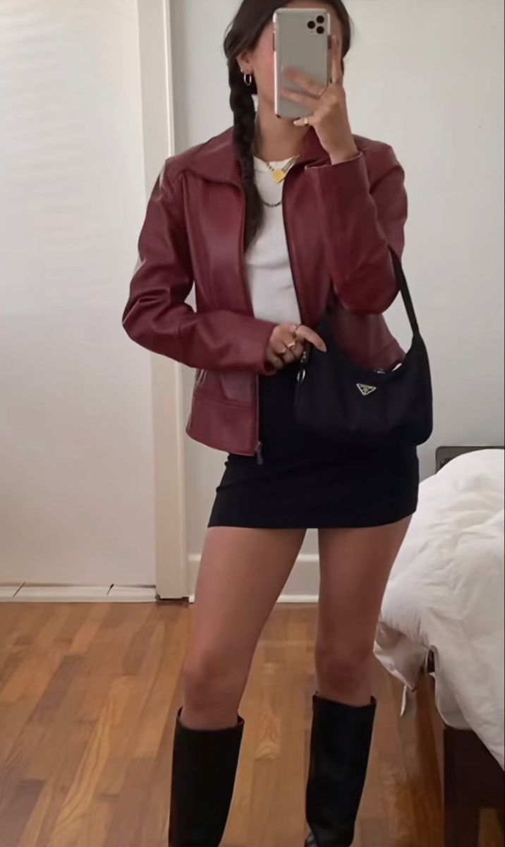 red leather jacket outfit inspiration for summer