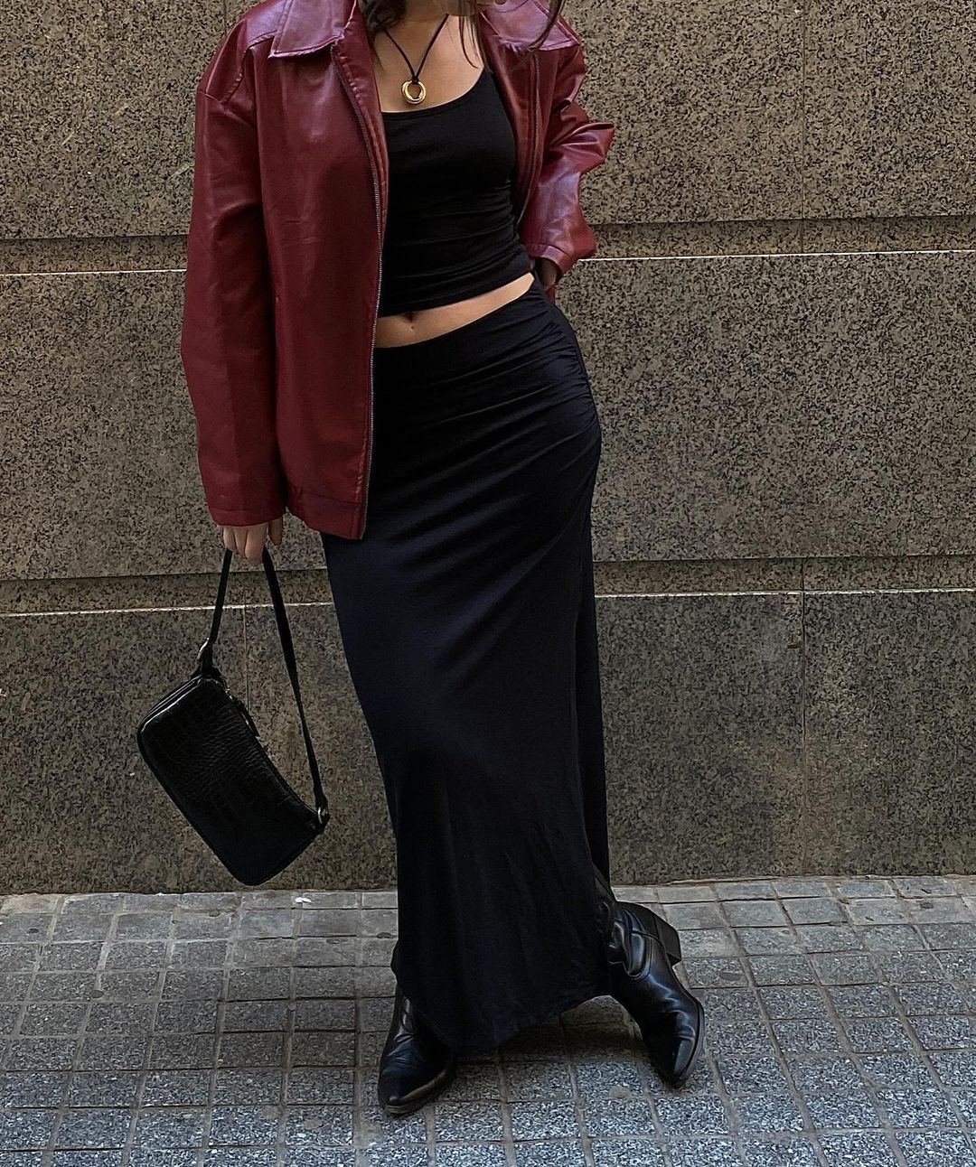 red leather skirt outfit ideas 0098