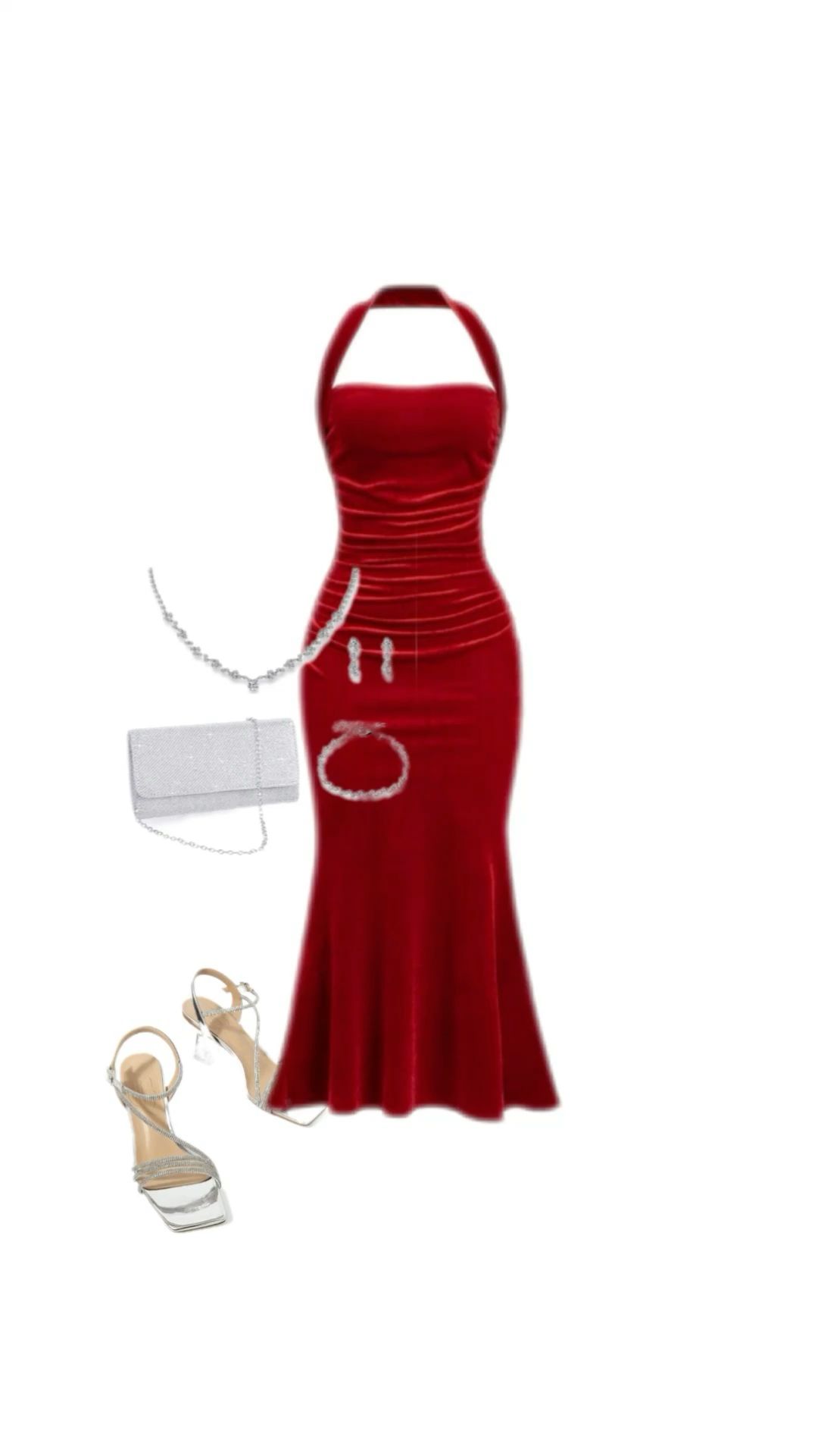 red velvet dress outfit ideas 0011