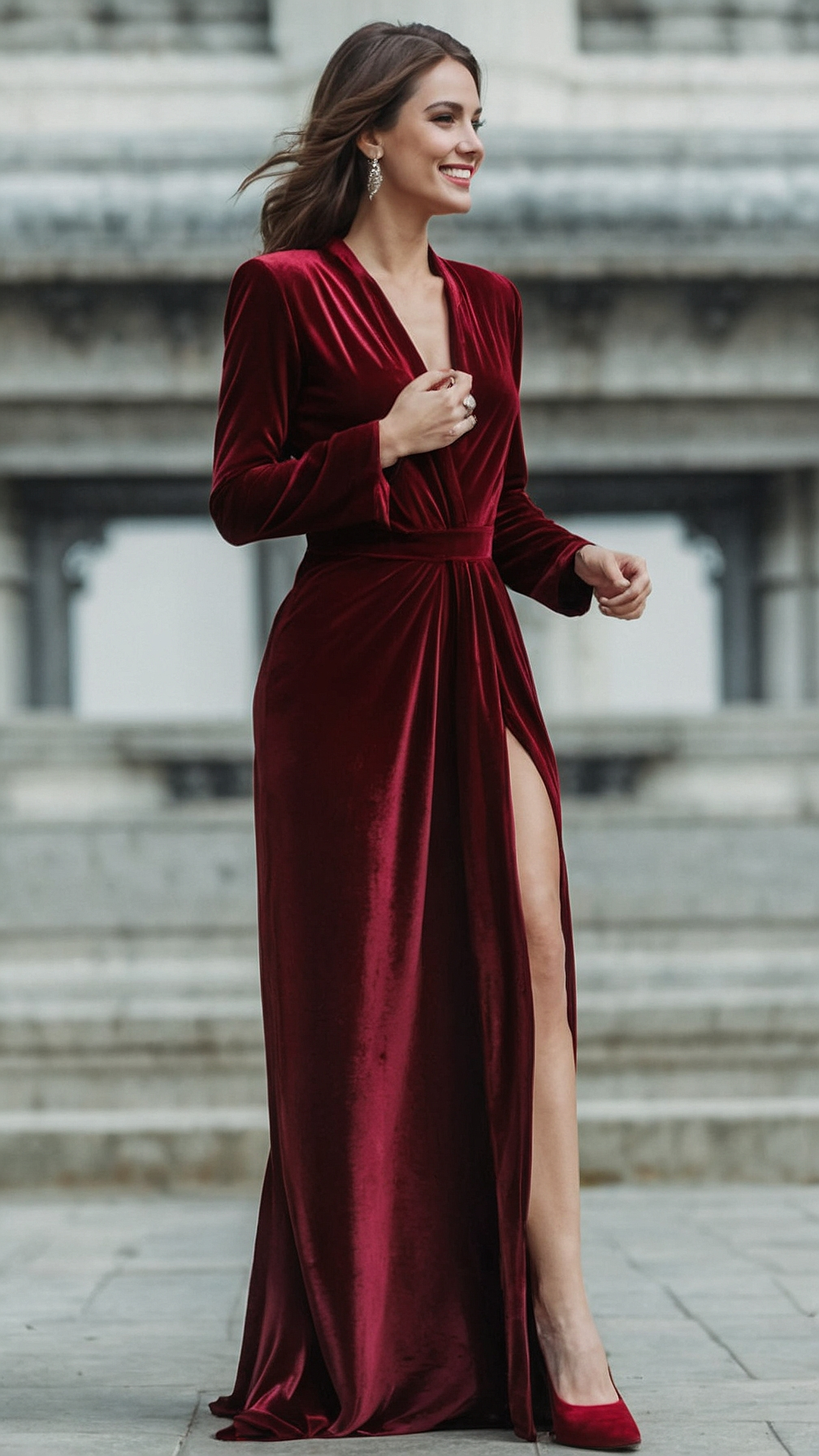 red velvet dress outfit ideas 0020