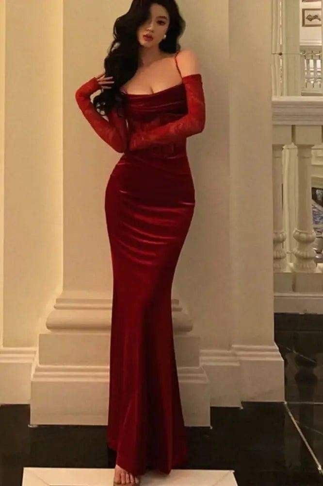 red velvet dress outfit ideas 0044