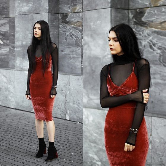 red velvet dress outfit ideas 0048