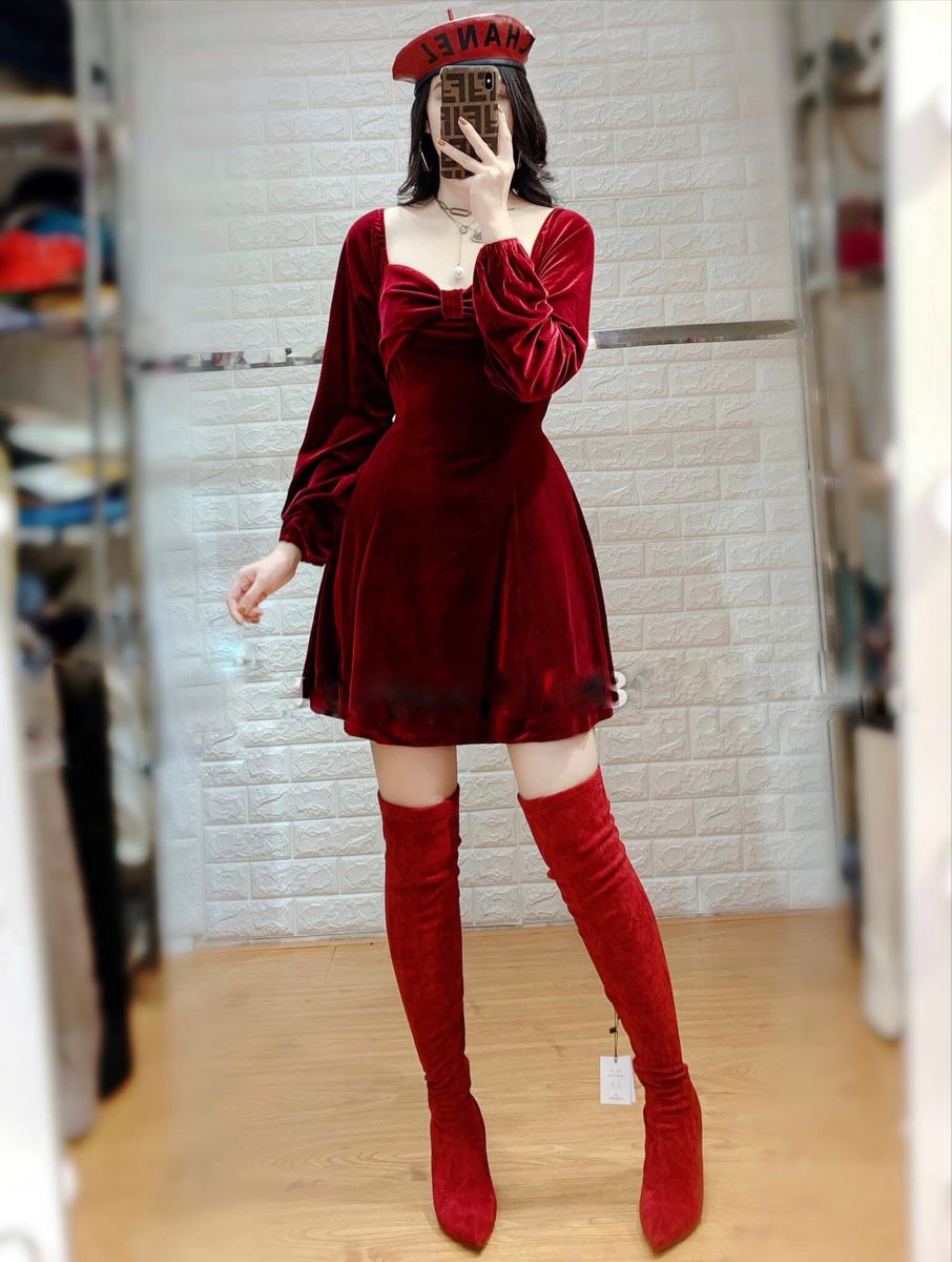 red velvet dress outfit ideas 0095