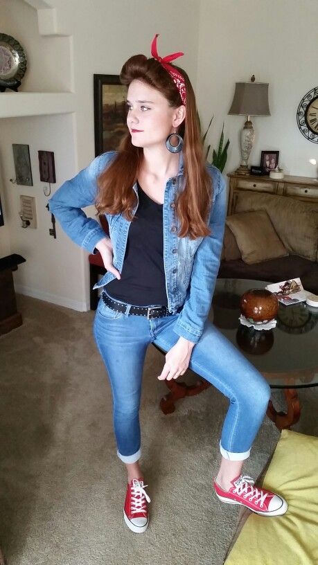 retro greaser look with denim