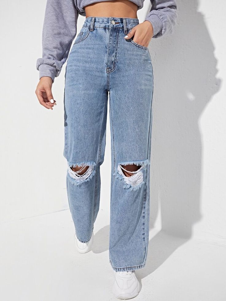 ripped mom jeans outfit ideas 0025