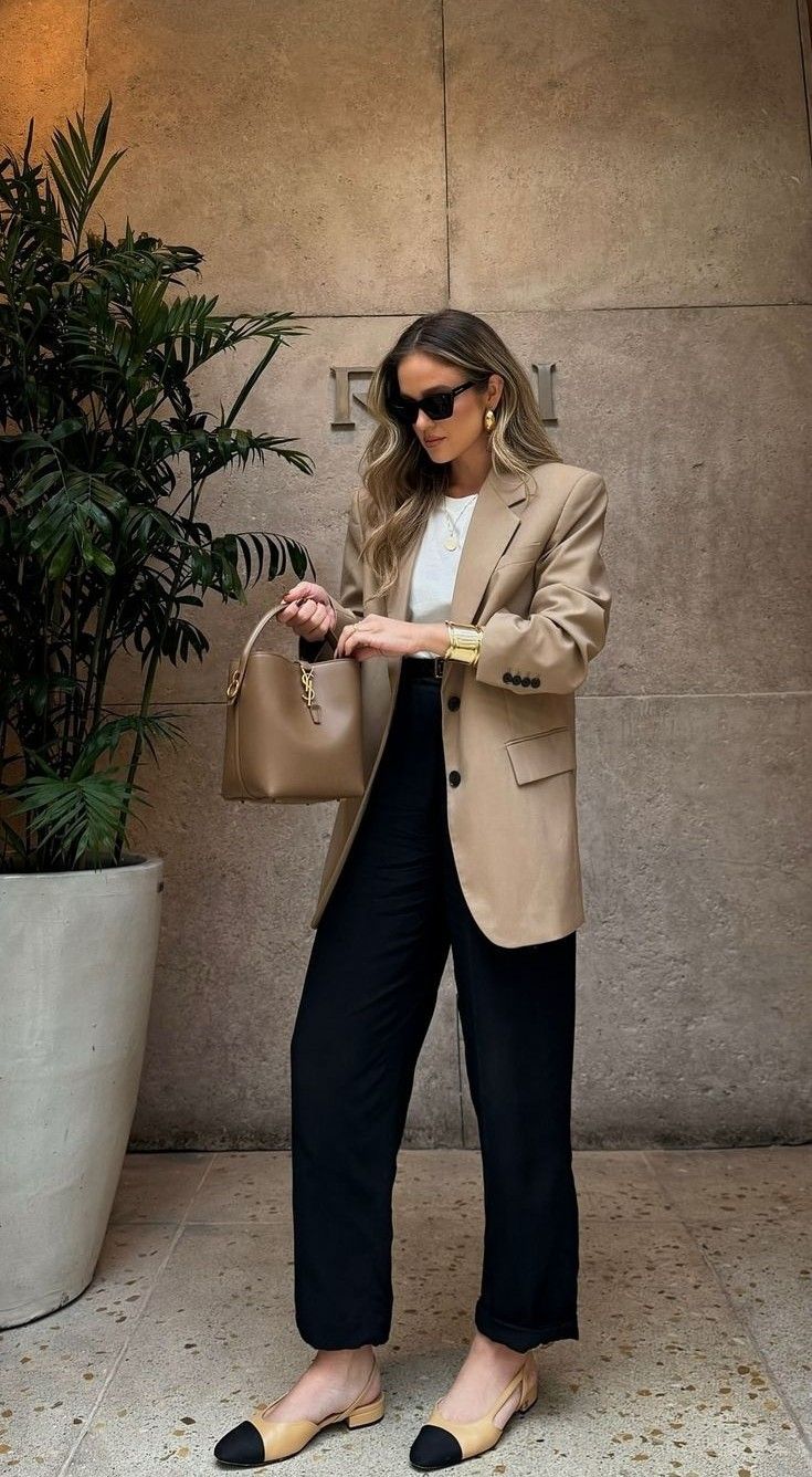 seasonal camel blazer outfit trends