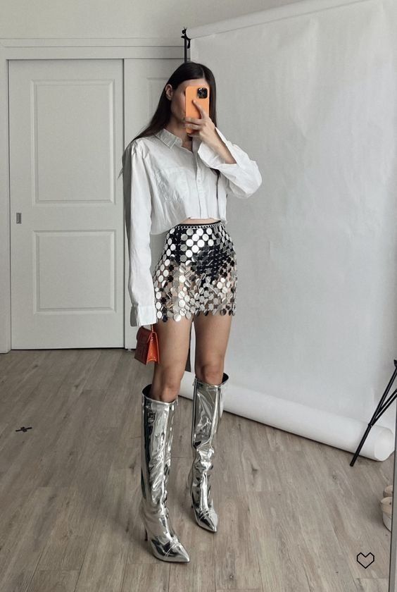 silver boots outfit ideas 0045