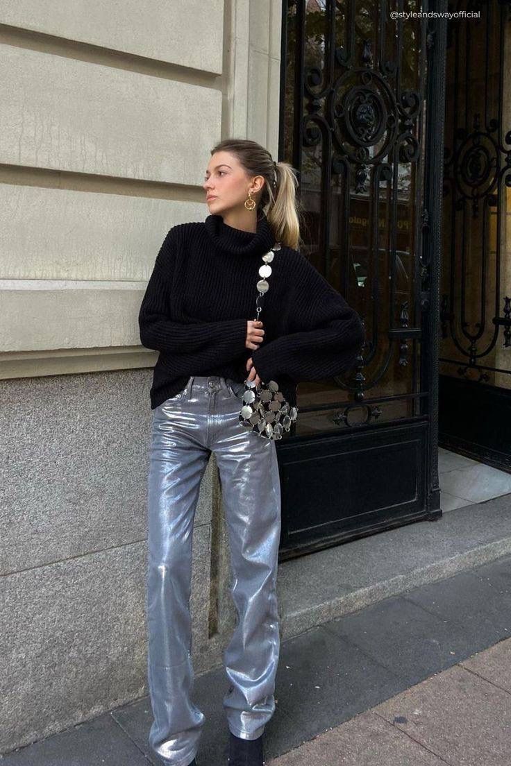 silver pants outfit ideas 0070