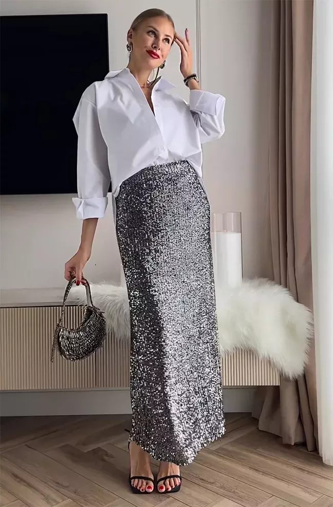 silver skirt outfit ideas 0016