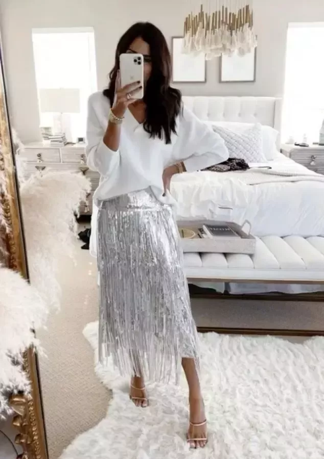 silver skirt outfit ideas 0062