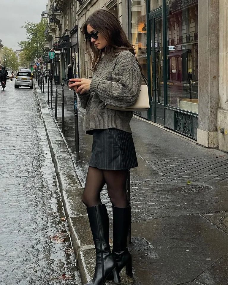 stylish dress with boots outfit ideas for fall