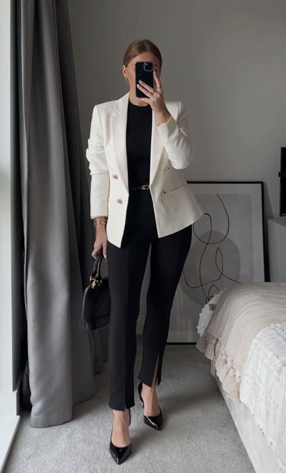 stylish white blazer outfit inspiration