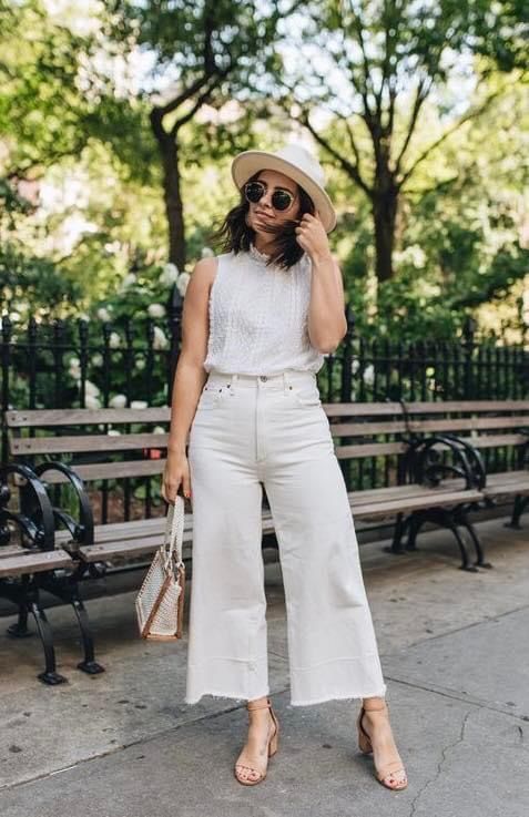 stylish white capri outfit ideas for women