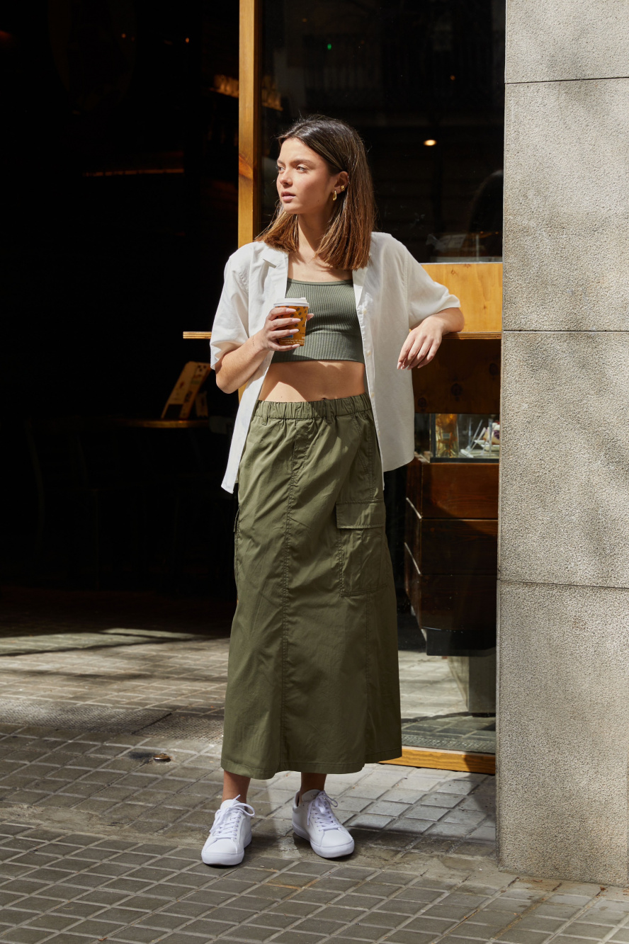 summer cargo skirt outfit ideas