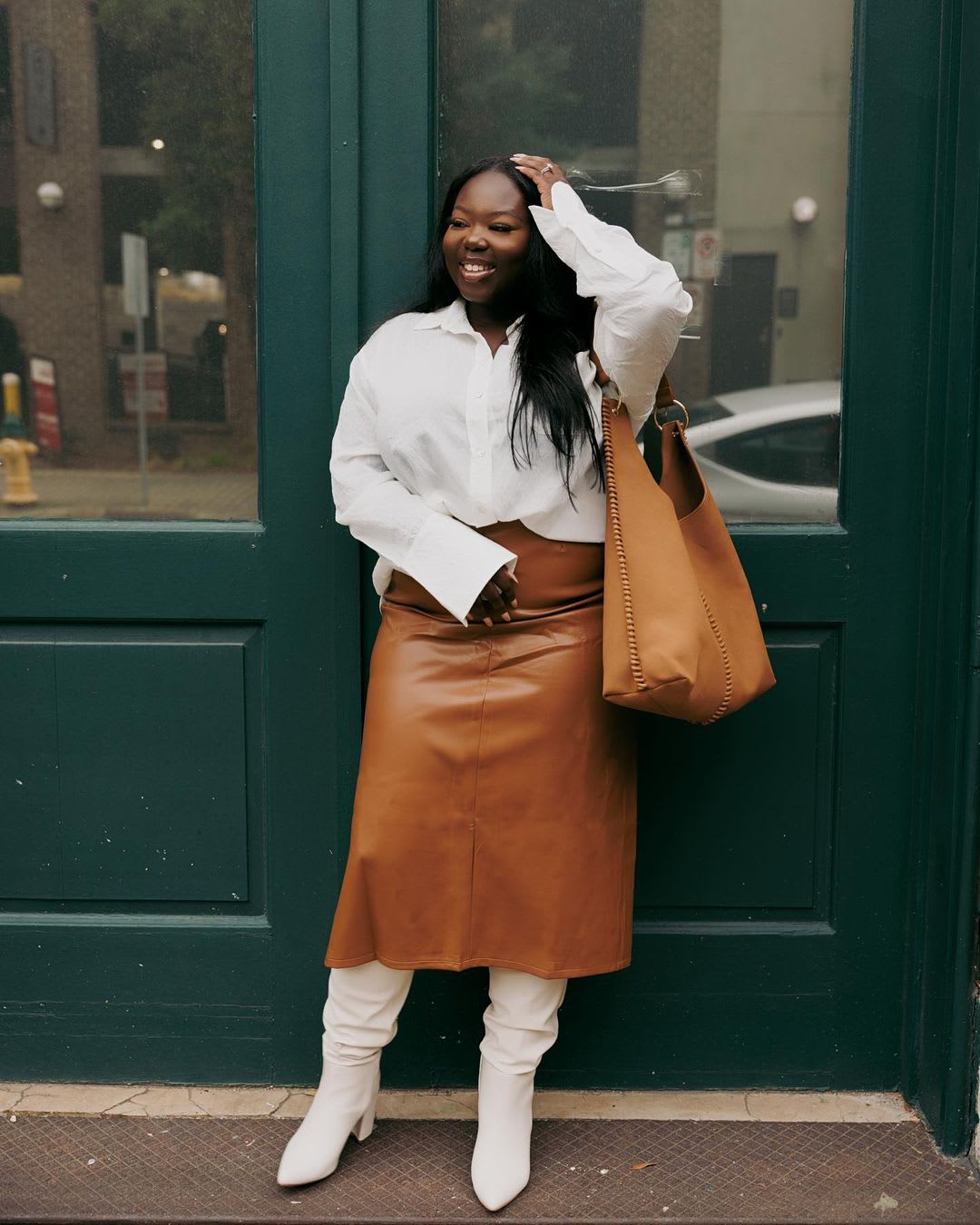 trendy long leather skirt looks