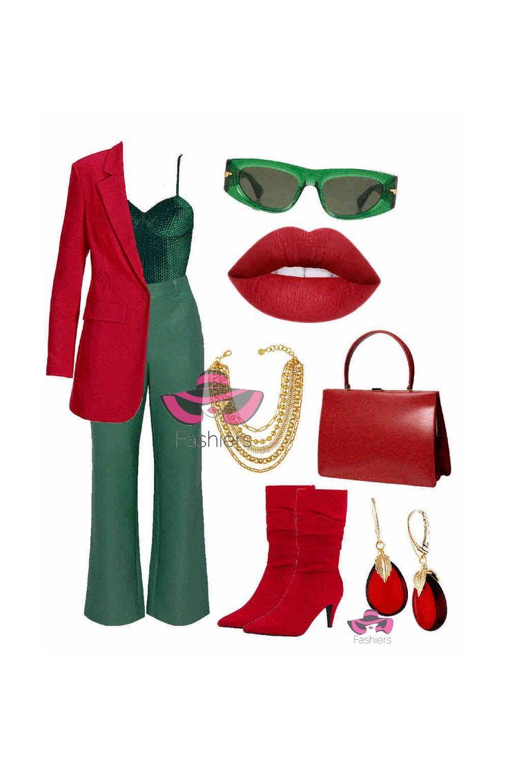 trendy red and green outfit ideas for events