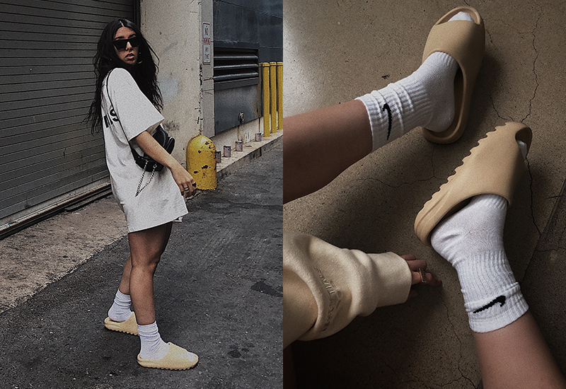 trendy ways to style Yeezy slides