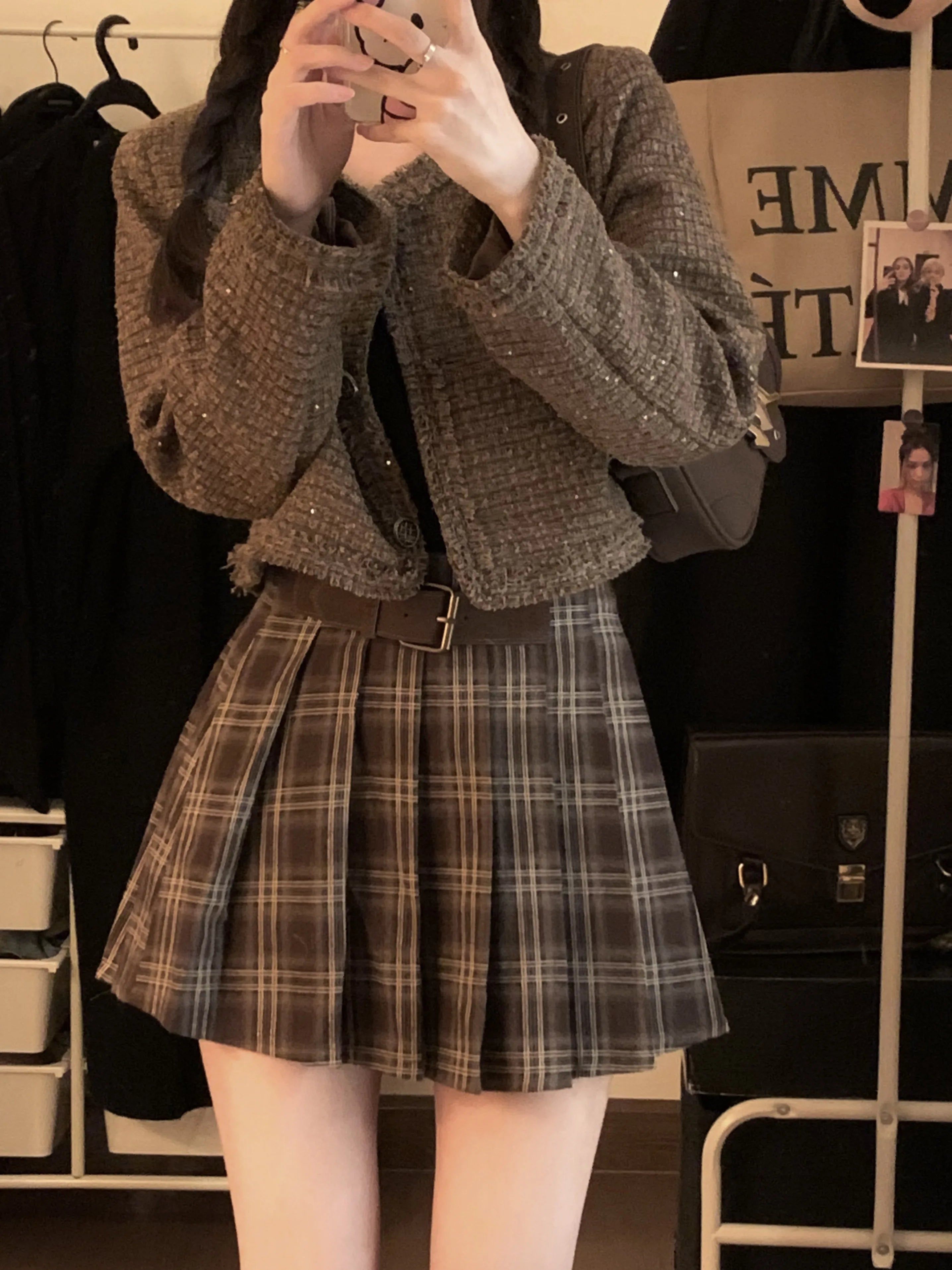 tweed skirt outfit ideas 0068