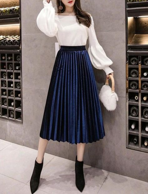 velvet skirt outfit ideas 0054