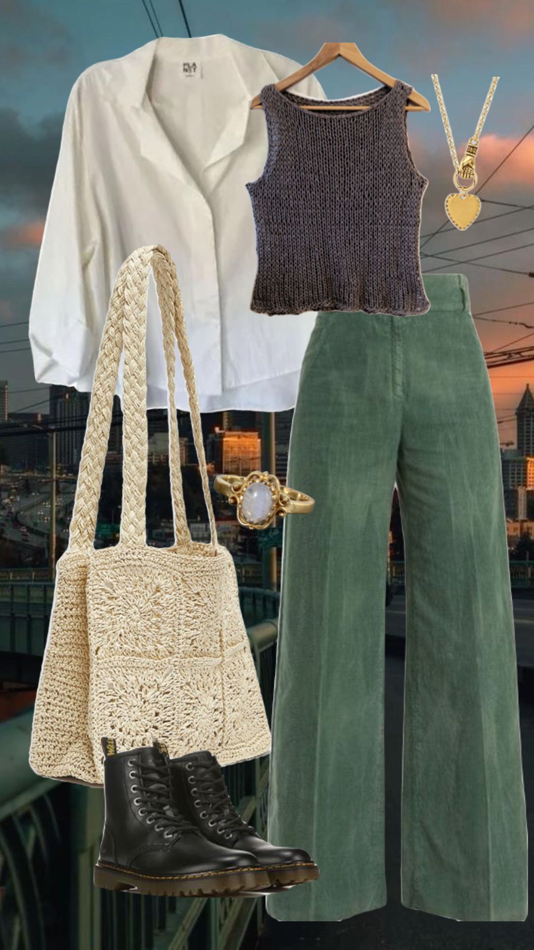 versatile green pants outfit ideas for travel