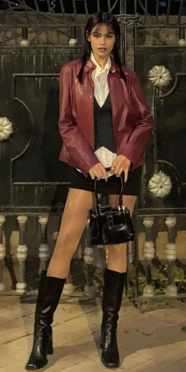 versatile red leather skirt combinations