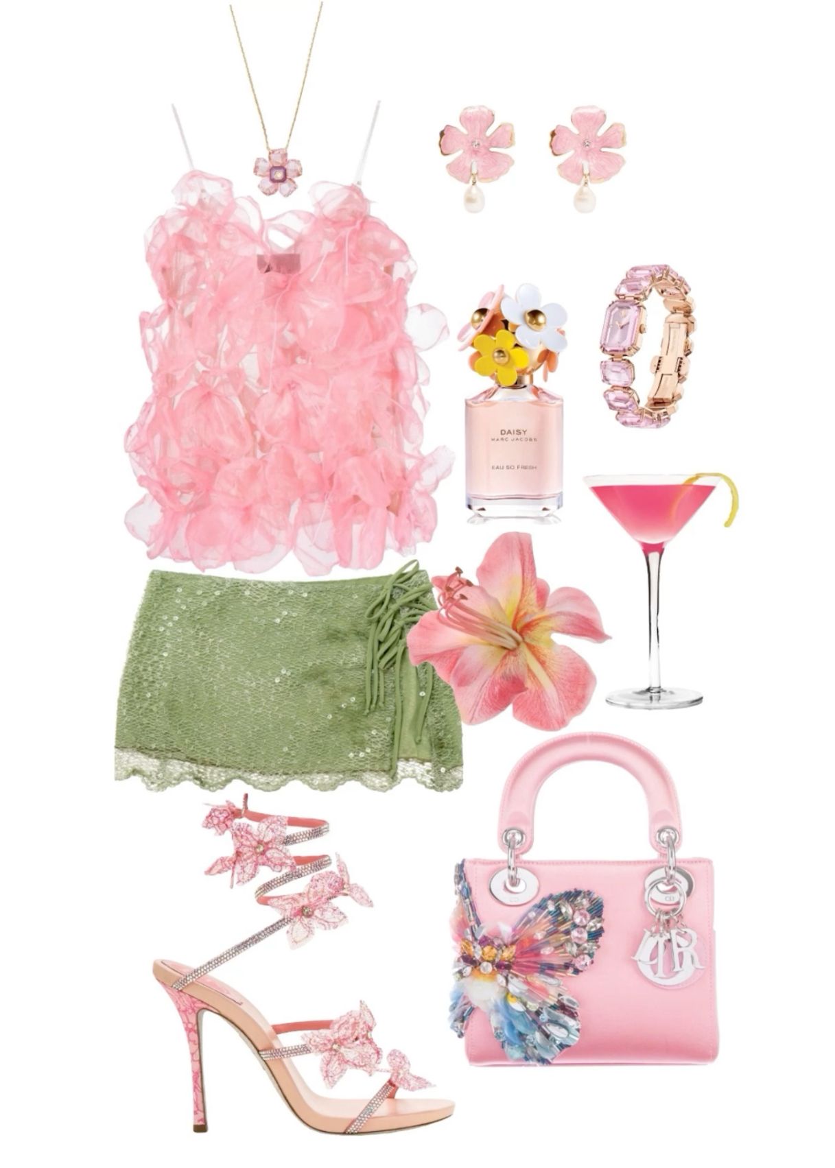 vibrant pink and green looks for parties