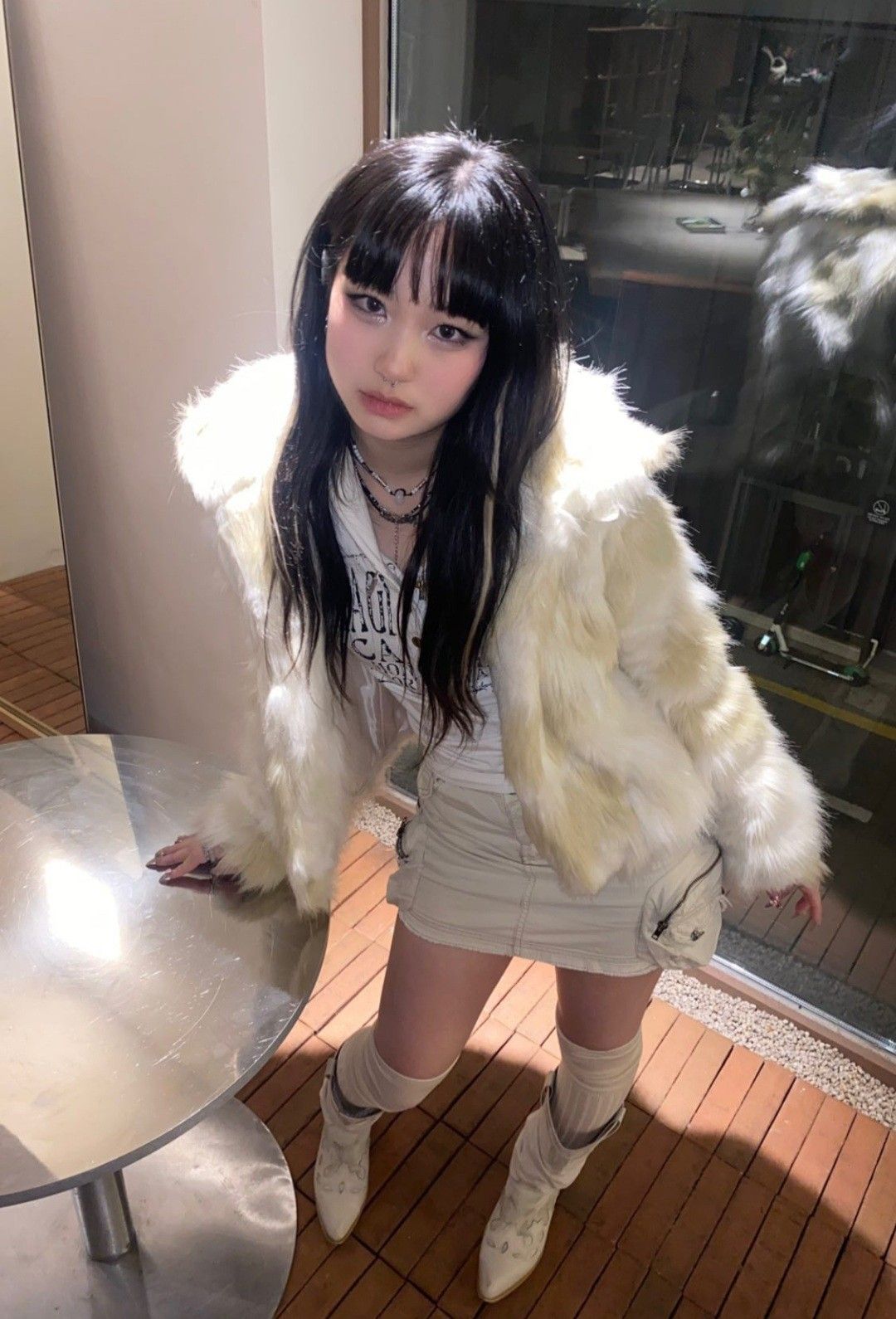 white fur coat outfit ideas 0019