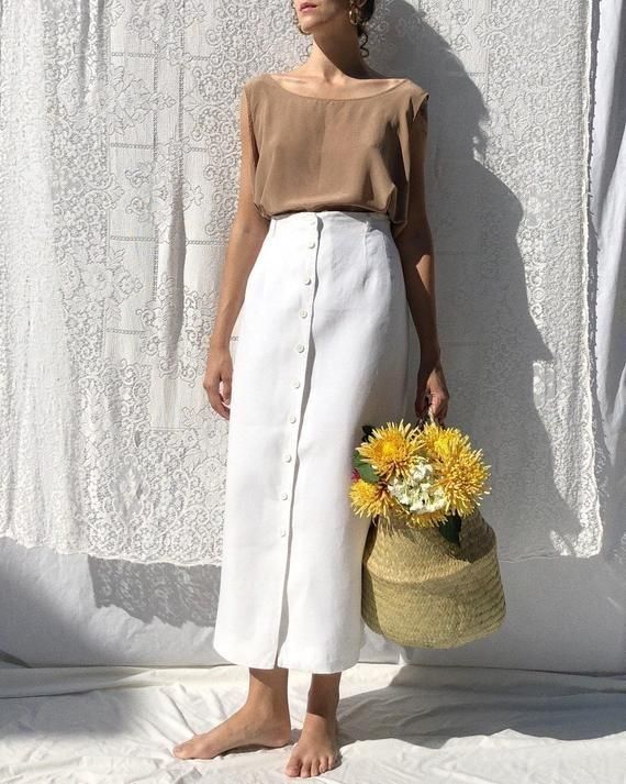 white linen skirt outfit ideas 0015