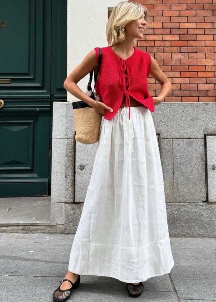 white linen skirt outfit ideas 0020