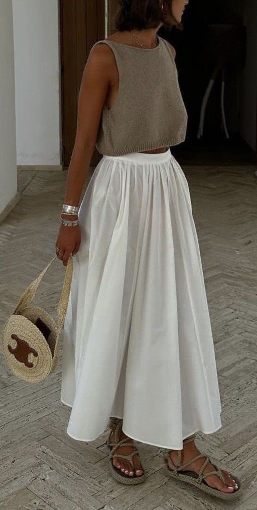 white linen skirt outfit ideas 0032