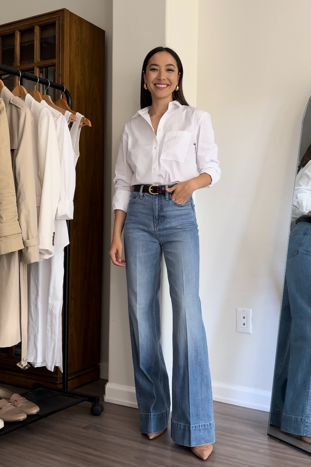 wide leg pant outfit ideas 0036