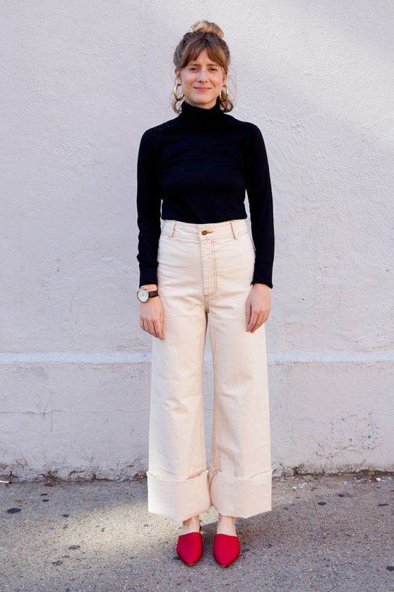 wide leg pant outfit ideas 0096