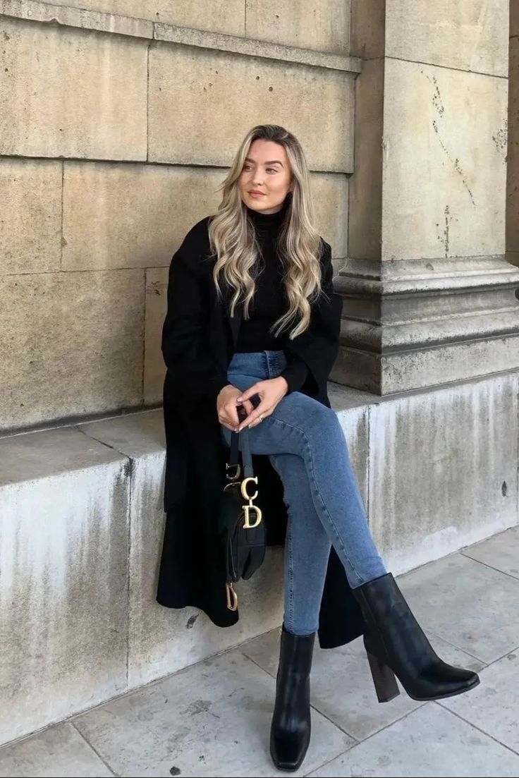 Classic black long boots outfit ideas for chic fall and winter styling