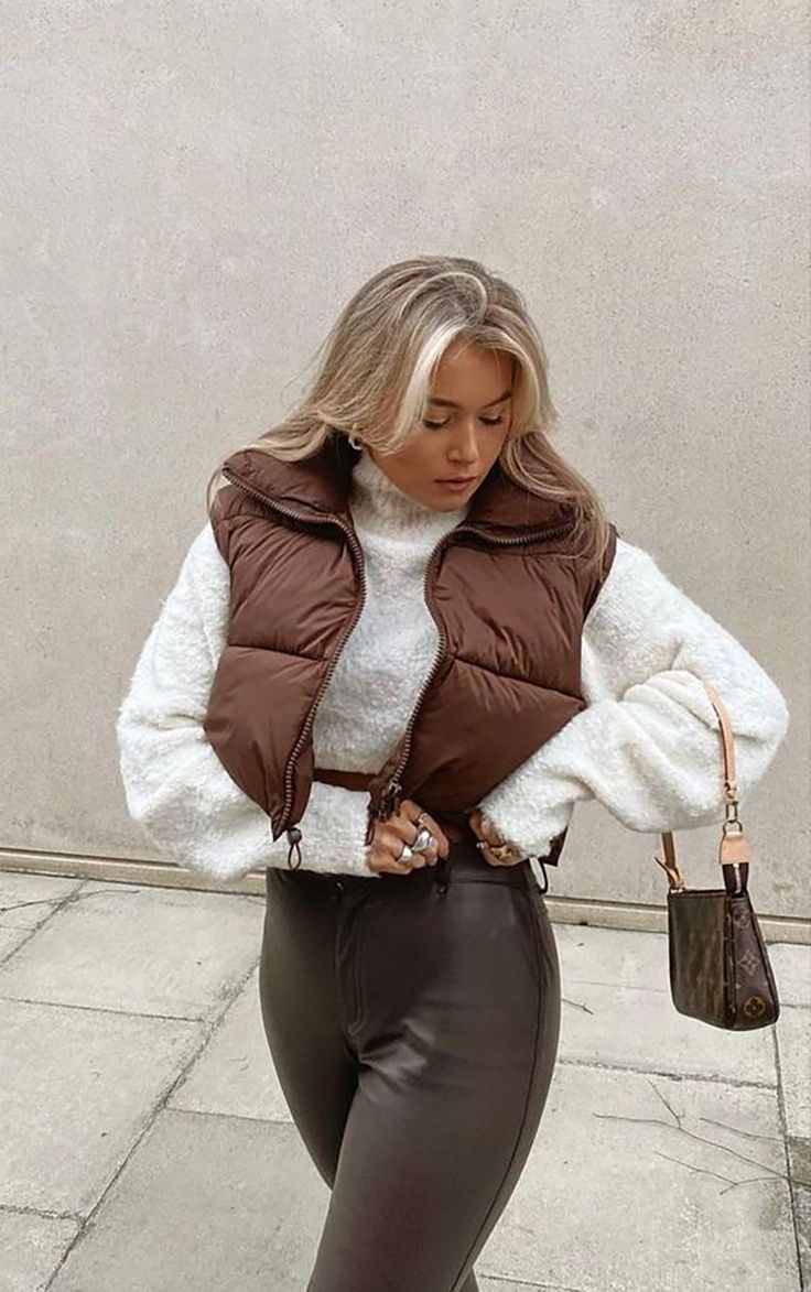 **crop puffer vest outfit ideas** to elevate your trendy winter style